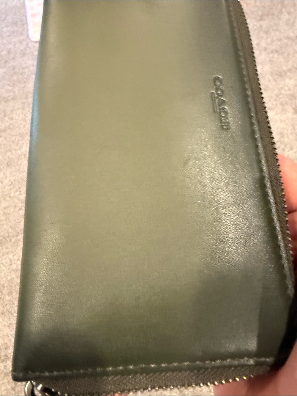 Coach Olive Green Leather Zip Wallet for Men - Picture 8 of 9